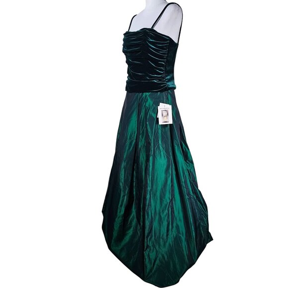 VTG 90s Scott McClintock Green Velvet & Satin Formal Gown L/10 Two Piece Glam - Picture 9 of 11